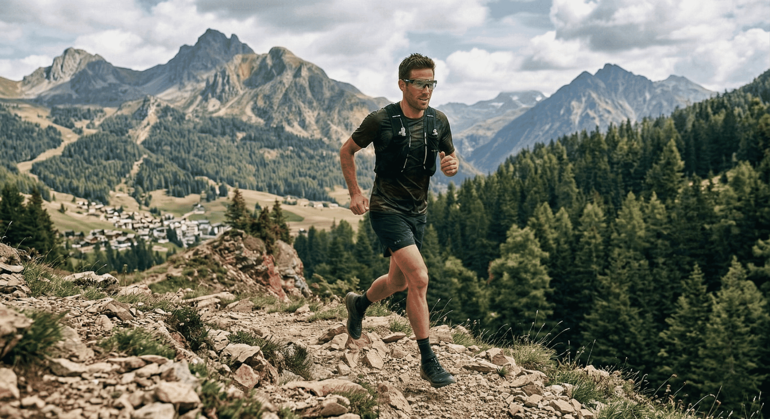 Image d'illustration de la marque Bollé avec un sportif faisant du trail et portant des lunettes de sport Bollé
