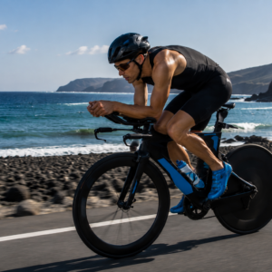 Illustration d'un triathlète en action sur un vélo