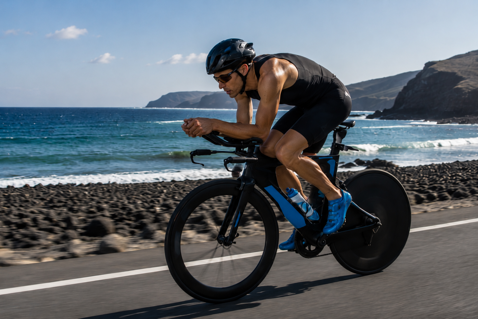 Illustration d'un triathlète en action sur un vélo